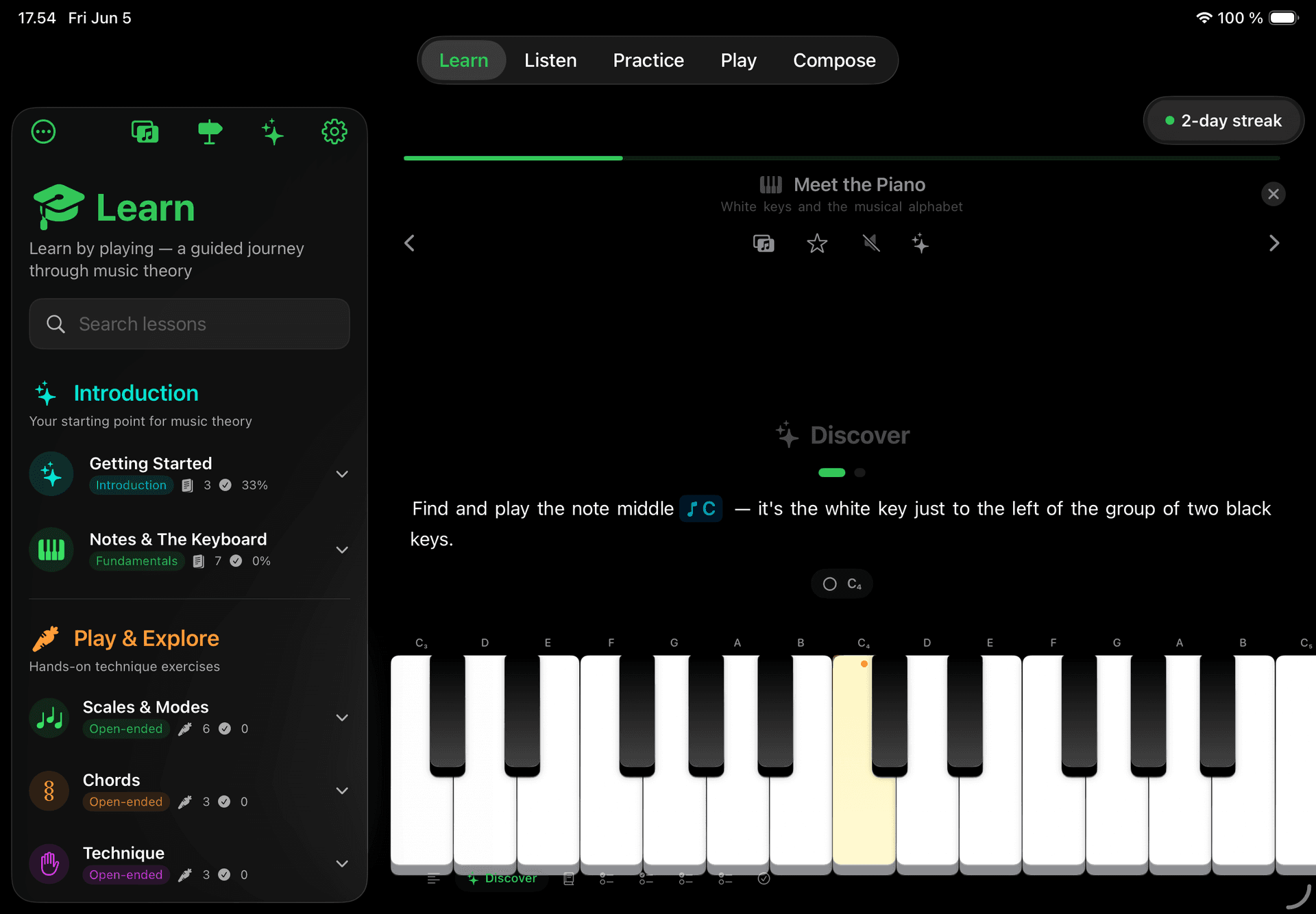 Wide Mac or iPad screenshot showing the full 2.0 app — ideally the home screen or a mode with all five tab bar items visible. Should convey the scope of the update. Mac window preferred if available.