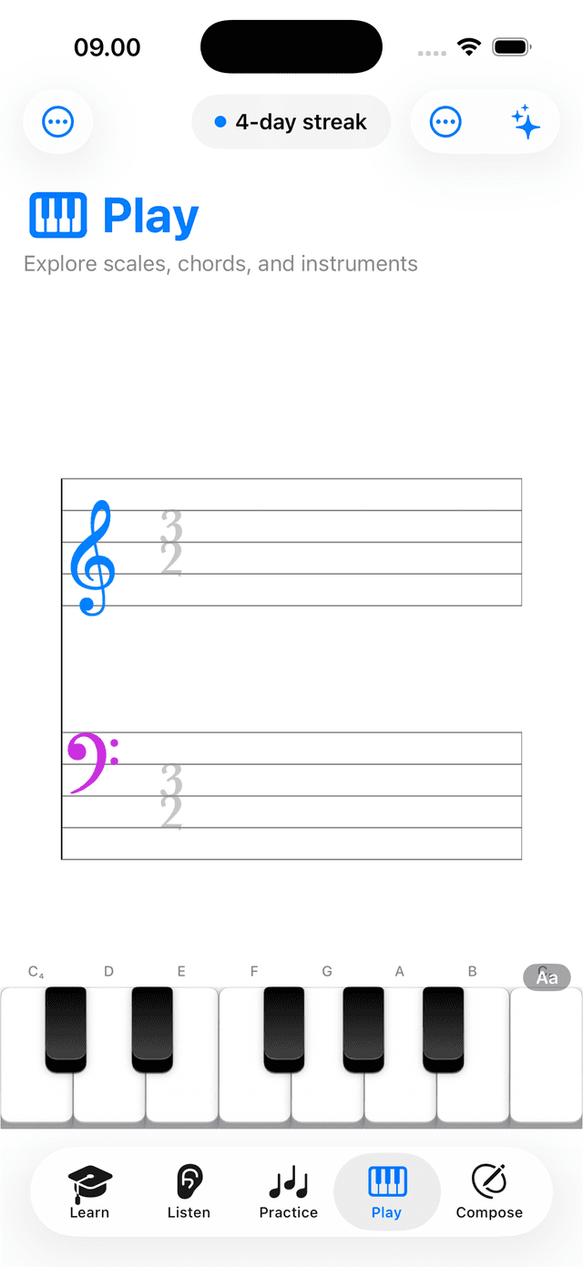iPhone Play mode in light mode — the same screen on the light surface.
