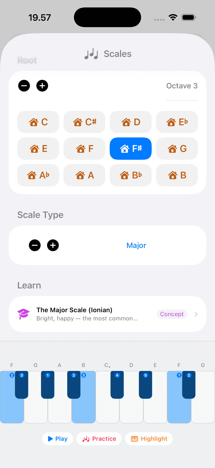 Scales browser in Play mode