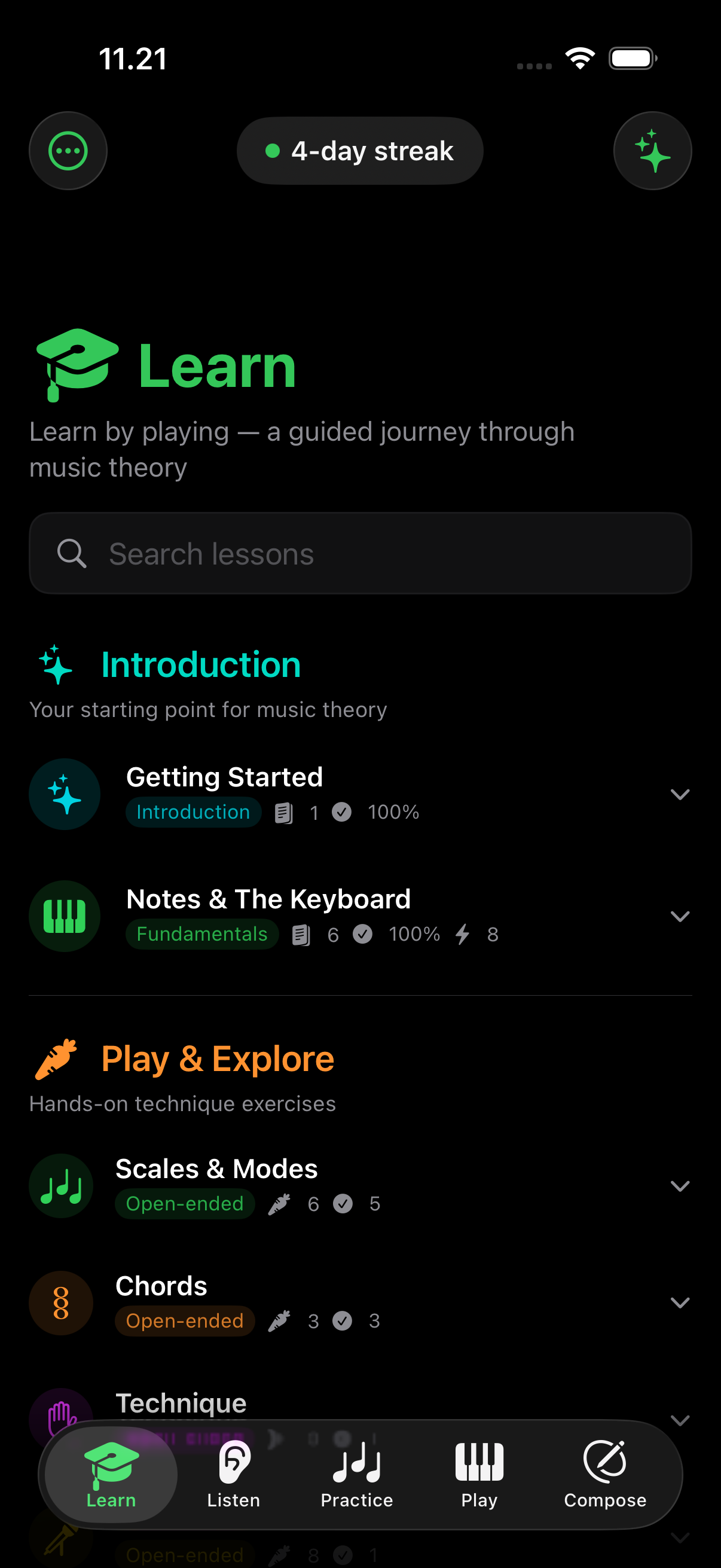 Tiny Instrument Learn lesson library